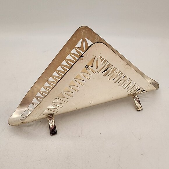 Vintage WMF Silver Plated Triangular Napkin Holder Collectible Germany MCM - Picture 2 of 5
